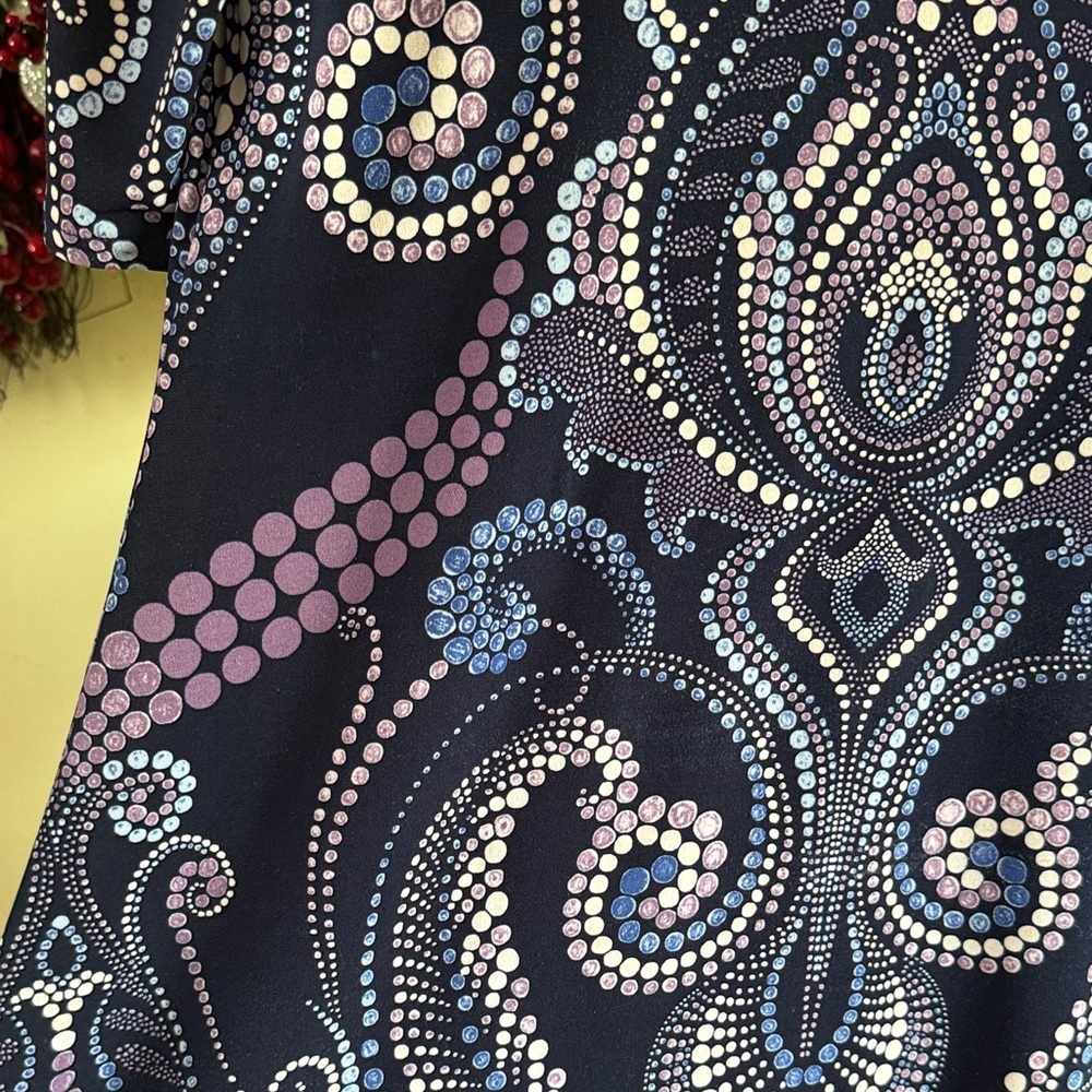 Chico's Navy and Purple Paisley Crisscross-Back Midi Dress Size 0 - Picture 6 of 8